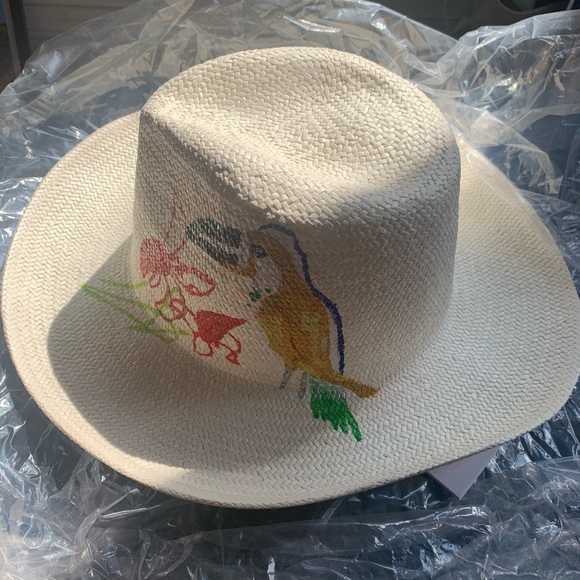 Onia Rosa Panama Hat-Toucan & Flower NWT - Picture 2 of 4